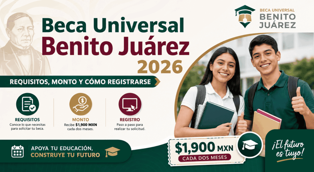 Beca Universal Benito Juárez 2026: requisitos, monto y cómo registrarse